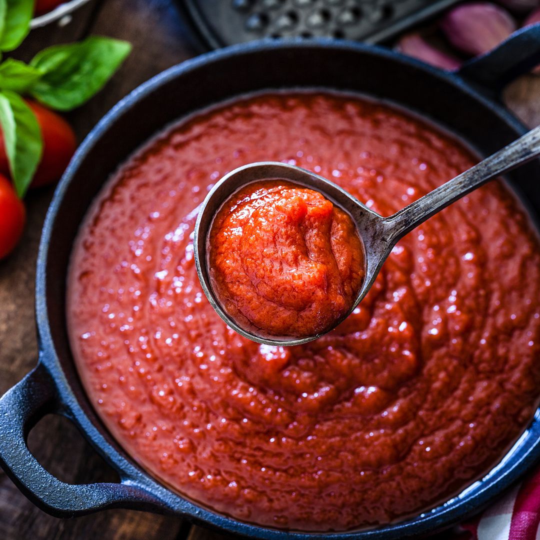 Pot with sauce