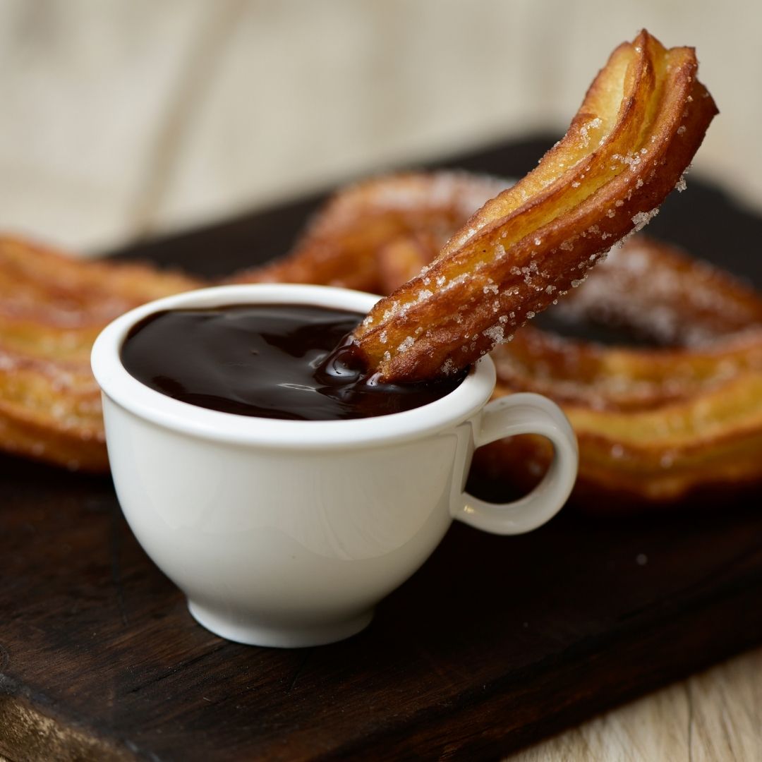Fried dough with hot cocoa