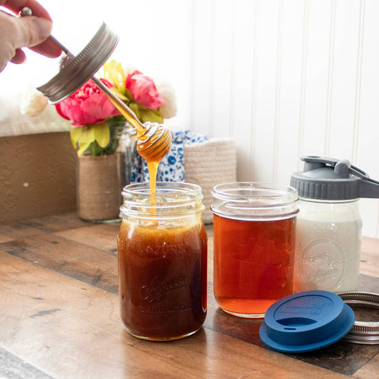 Honey Dipper Stainless Steel Lid for Mason Jars: Wide Mouth