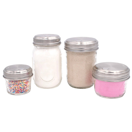 Sugar Dispensing Stainless Steel Lids for Mason Jars 2 Pack: Regular Mouth