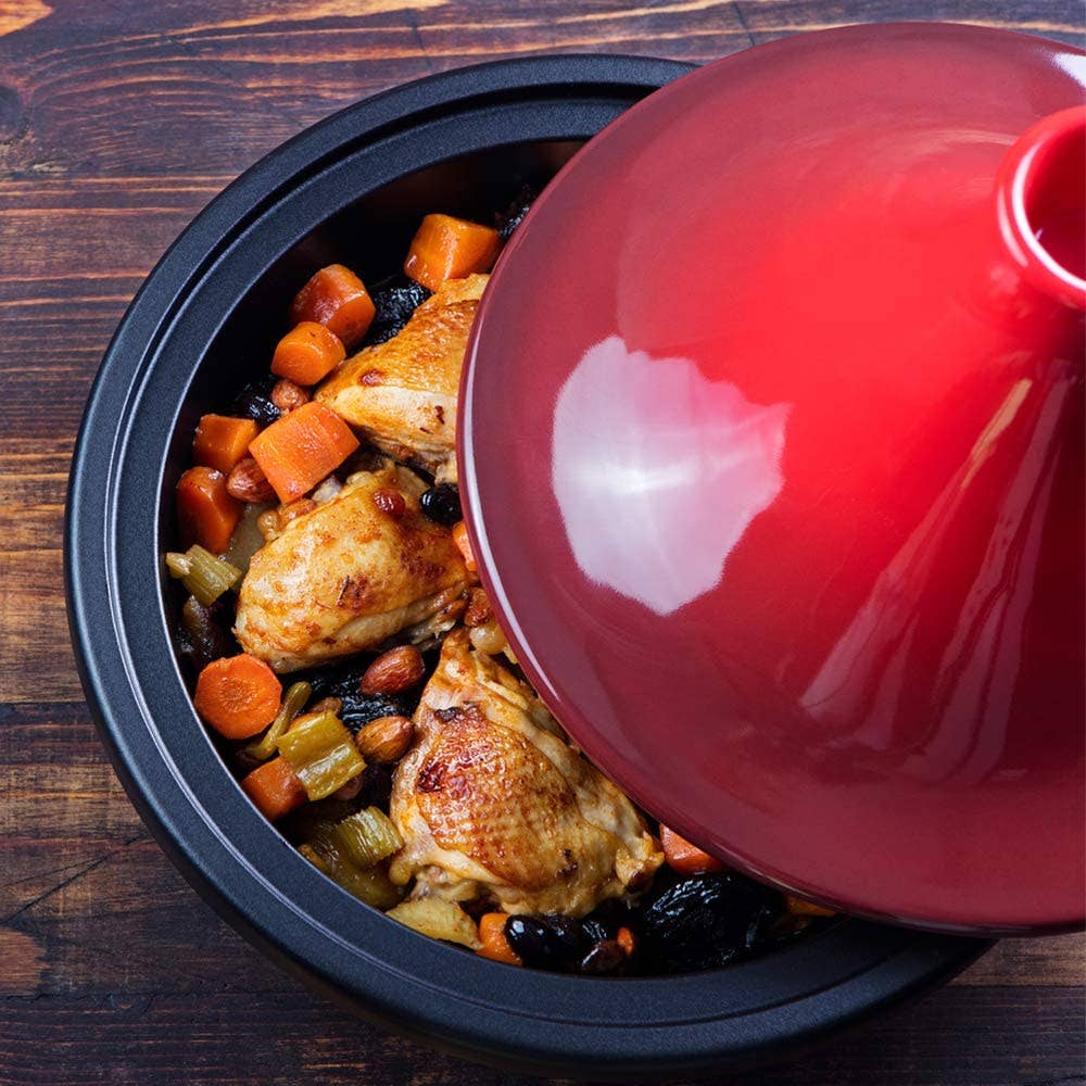 Kook Moroccan Enameled Cast Iron Tagine, Blue, 3.3 Qt: Terracotta