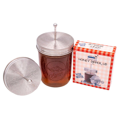 Honey Dipper Stainless Steel Lid for Mason Jars: Wide Mouth