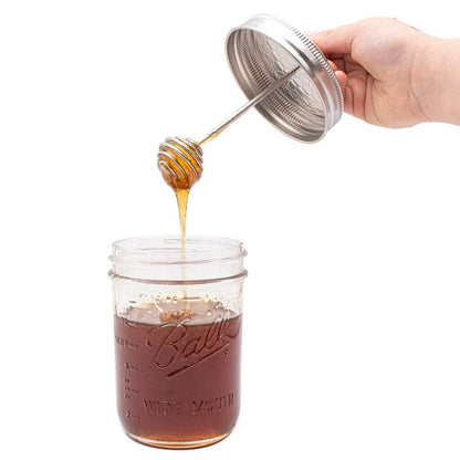 Honey Dipper Stainless Steel Lid for Mason Jars: Wide Mouth