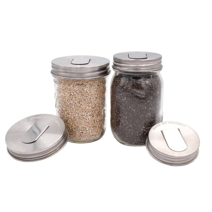 Grain Dispenser Stainless Steel Lids for Mason Jars 2 Pack: Wide Mouth