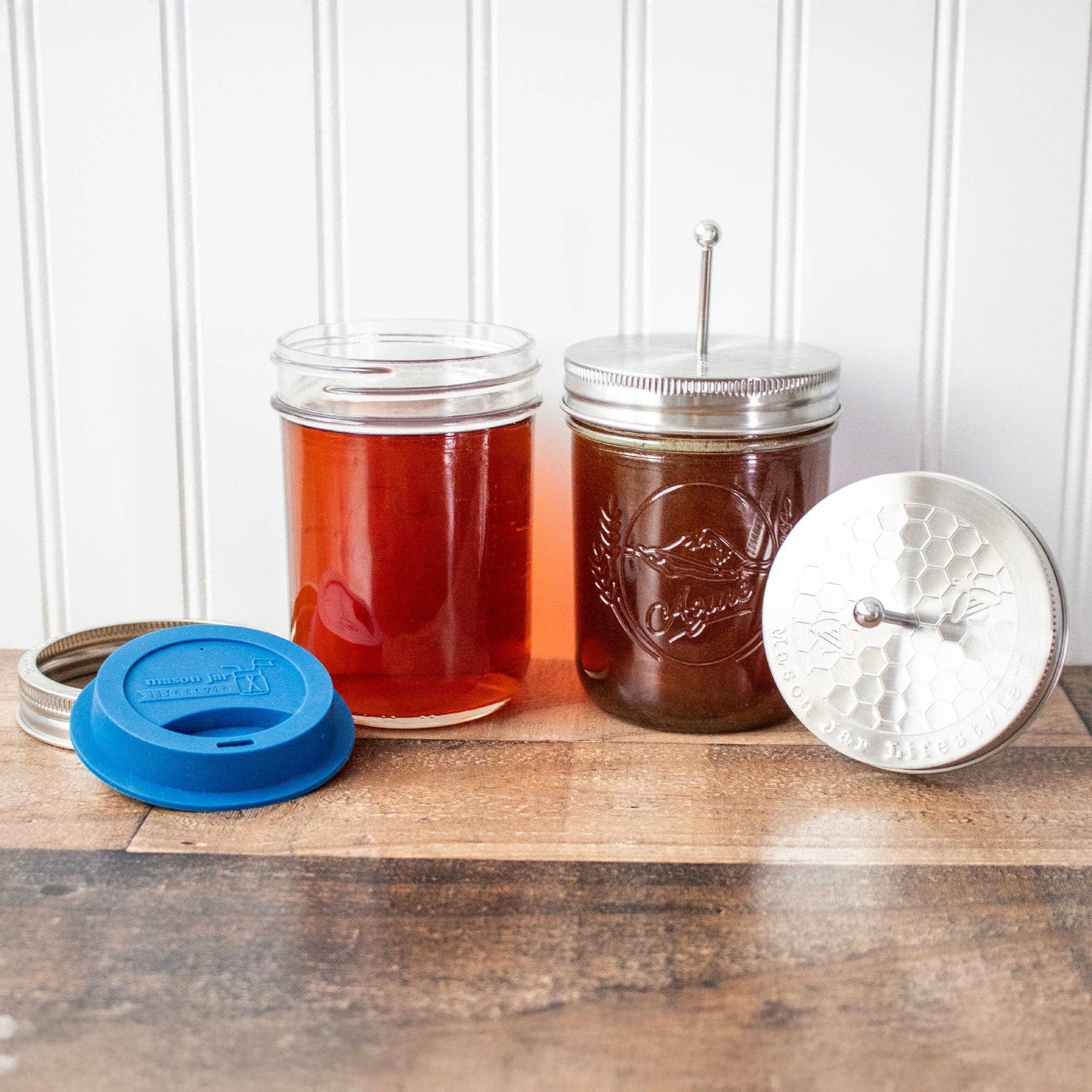Honey Dipper Stainless Steel Lid for Mason Jars: Wide Mouth