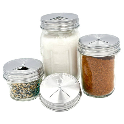 4 Pack Stainless Steel Spice Lids: Regular Mouth