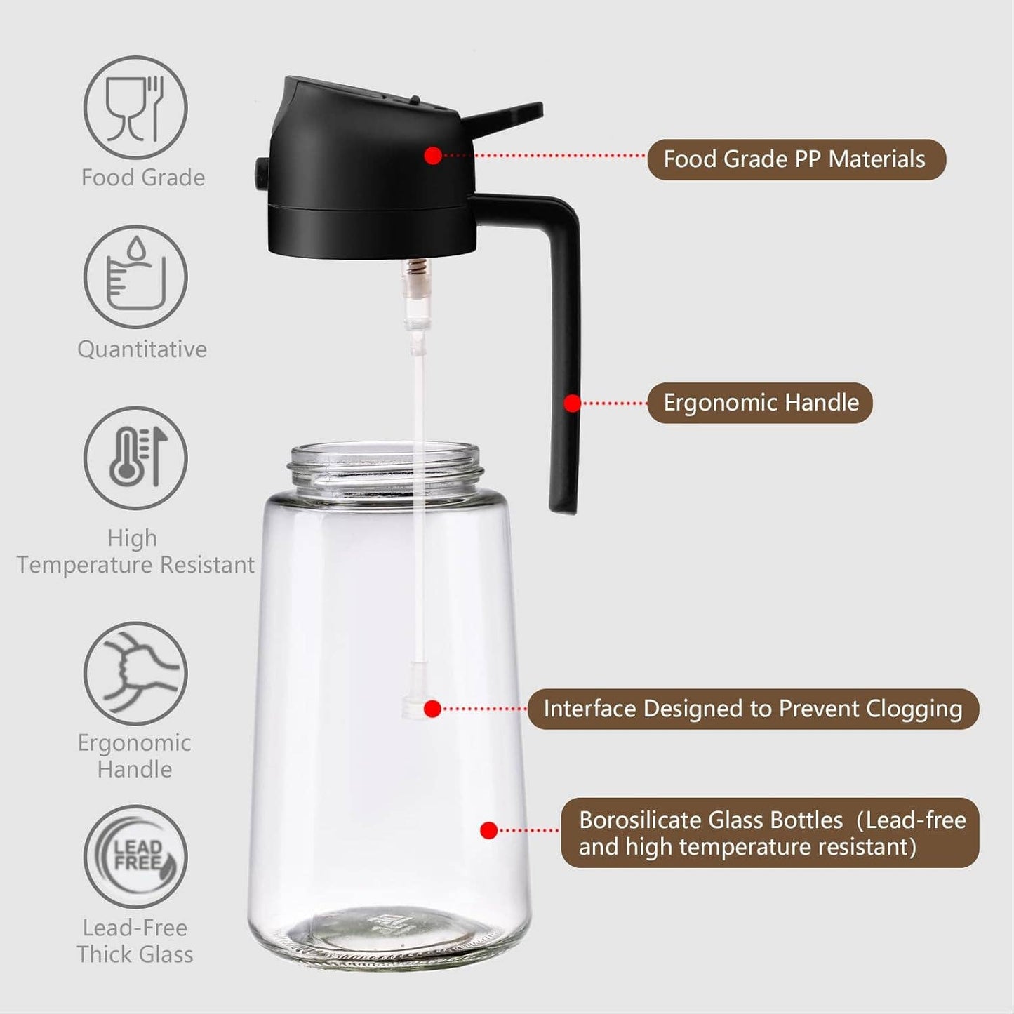 2-in-1 Oil Sprayer & Dispenser, Black