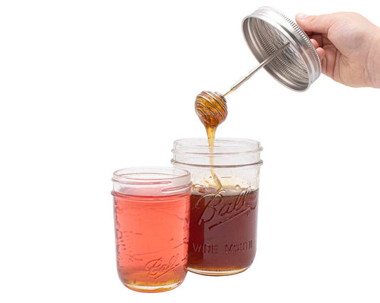Honey Dipper Stainless Steel Lid for Mason Jars: Regular Mouth