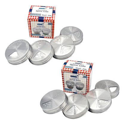 4 Pack Stainless Steel Spice Lids: Regular Mouth