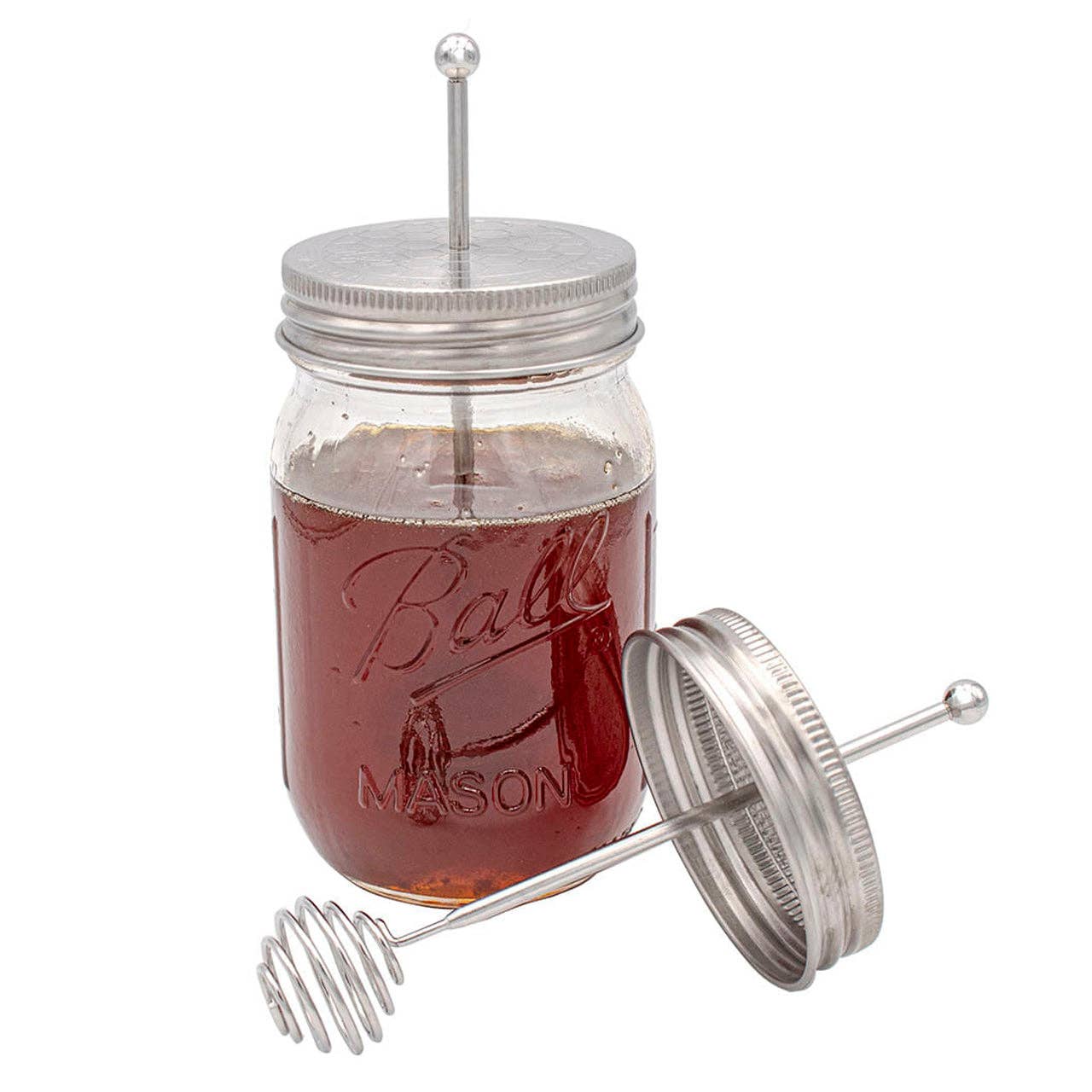Honey Dipper Stainless Steel Lid for Mason Jars: Wide Mouth