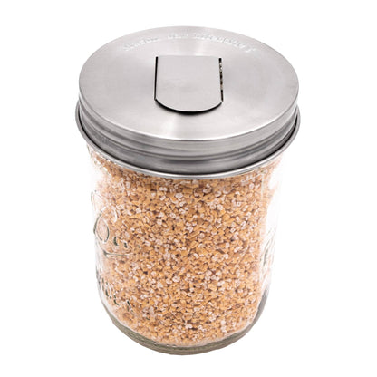Grain Dispenser Stainless Steel Lids for Mason Jars, Regular Mouth 2-pk
