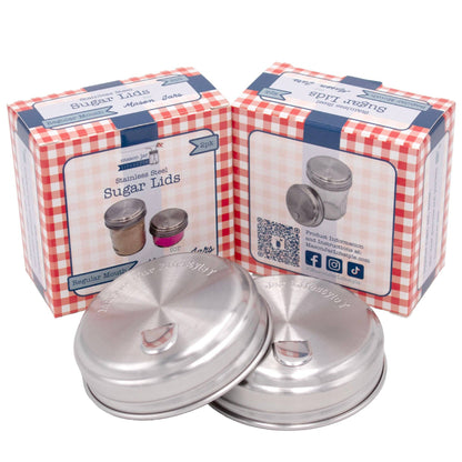 Sugar Dispensing Stainless Steel Lids for Mason Jars 2 Pack: Regular Mouth