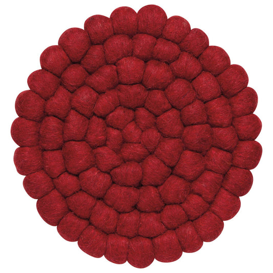 Recycled Wool Felt Dot Trivet, Chili Red