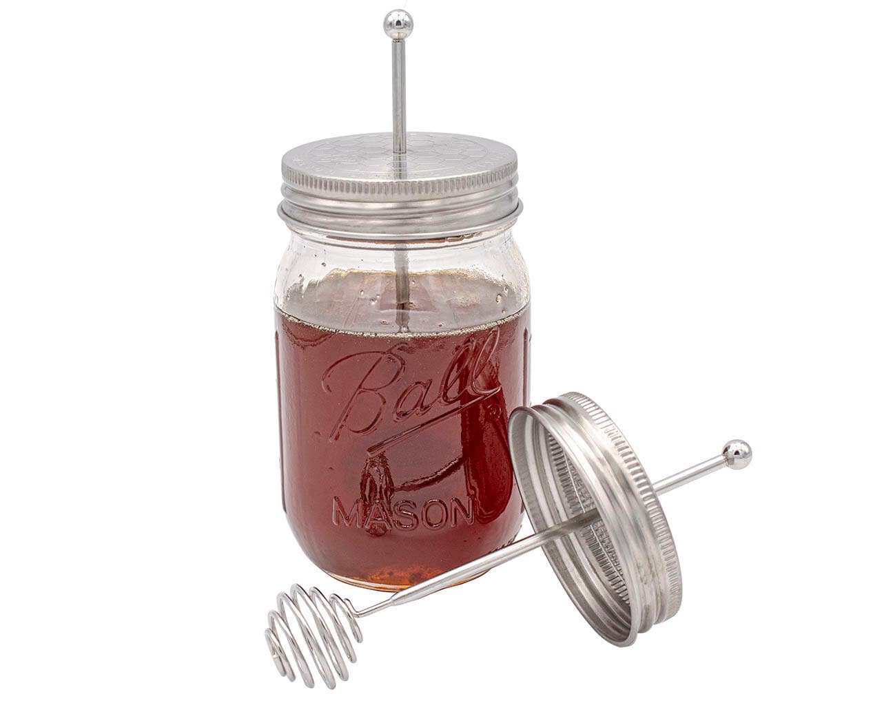 Honey Dipper Stainless Steel Lid for Mason Jars: Regular Mouth