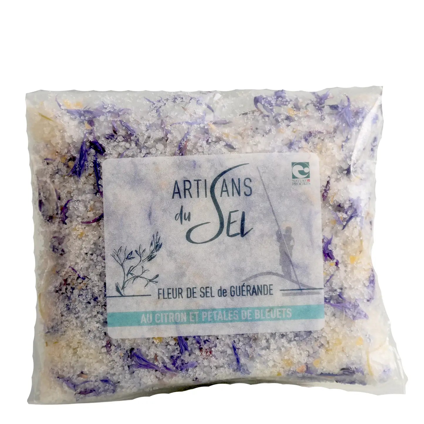 Celtic Grey Salt with Blueberry Flower Petals and Lemon