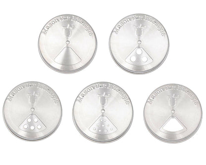 4 Pack Stainless Steel Spice Lids: Wide Mouth