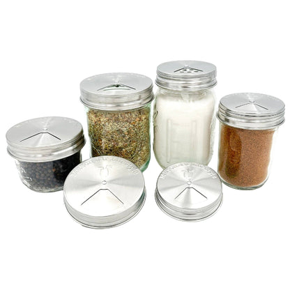 4 Pack Stainless Steel Spice Lids: Wide Mouth