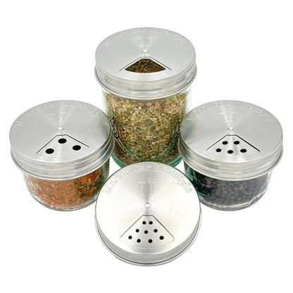 4 Pack Stainless Steel Spice Lids: Wide Mouth