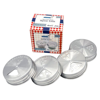 4 Pack Stainless Steel Spice Lids: Regular Mouth