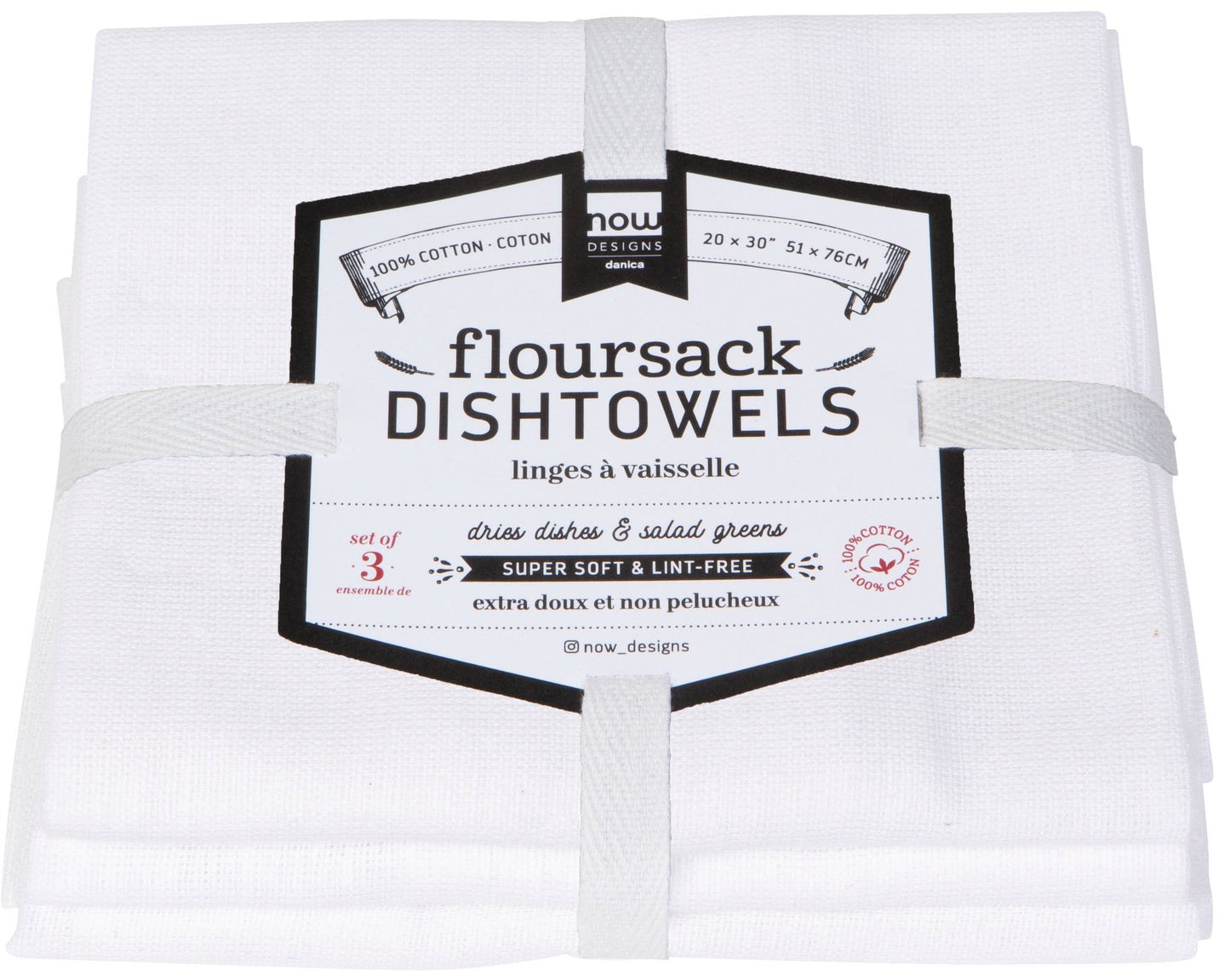 White Floursack Dishtowels Set of 3