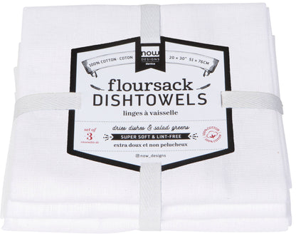 White Floursack Dishtowels Set of 3