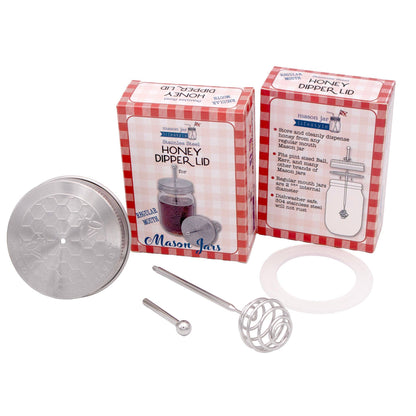 Honey Dipper Stainless Steel Lid for Mason Jars: Regular Mouth
