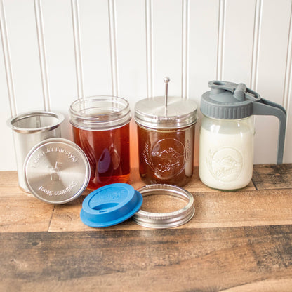 Honey Dipper Stainless Steel Lid for Mason Jars: Wide Mouth